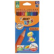 Карандаши цветные BIC «Kids ECOlutions Evolution», 12 цветов, пластиковые, заточенные, европодвес, 82902910