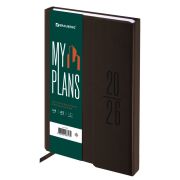 Ежедневник датированный 2026, А5, 138x213 мм, BRAUBERG «Towny», под кожу, клапан, коричневый, 117041