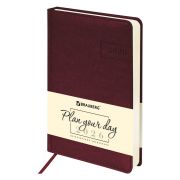 Ежедневник датированный 2026 А5 138x213 мм, BRAUBERG «Imperial», под кожу, бордо, 117060