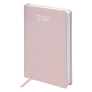 Ежедневник датированный 2026, А5, 138x213 мм, BRAUBERG «Profile», балакрон, светло-розовый, 117075