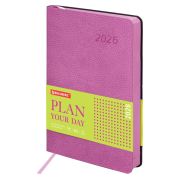 Ежедневник датированный 2026 А5 138x213 мм, BRAUBERG «Stylish», под кожу, гибкий, розовый, 117099