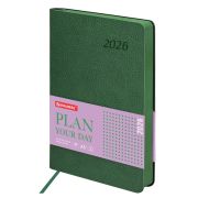 Ежедневник датированный 2026 А5 138x213 мм, BRAUBERG «Stylish», под кожу, гибкий, зеленый, 117102