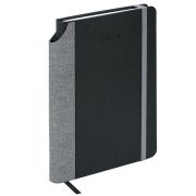 Ежедневник датированный 2026 А5 138x213 мм, BRAUBERG «Mosaic», под кожу, карман для ручки, черный, 117114