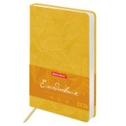 Ежедневник датированный 2026 А5 138x213 мм, BRAUBERG «Foliage», под кожу, гибкий, желтый, 117130