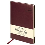 Ежедневник датированный 2026 БОЛЬШОЙ ФОРМАТ 210х297 мм, А4, BRAUBERG «Imperial», под кожу, бордо, 117248