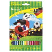 Карандаши цветные BRAUBERG «Football match», 18 цветов, заточенные, картонная упаковка, 180549