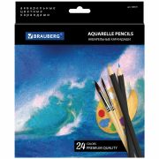 Карандаши цветные акварельные BRAUBERG «Artist line», 24 цвета, заточенные, высшее качество, 180570
