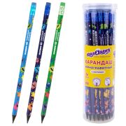 Карандаш чернографитный с принтом ЮНЛАНДИЯ МОНСТРИКИ, 1 шт., HB, с ластиком, корпус ассорти, 182014