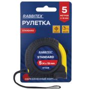 Рулетка измерительная 5 м х 19 мм, обрезиненный корпус, с фиксатором, RABBITEX (РАББИТЕКС) Standard, 671349