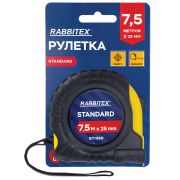 Рулетка измерительная 7,5 м х 25 мм, обрезиненный корпус, с фиксатором, RABBITEX (РАББИТЕКС) Standard, 671350