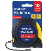 Рулетка измерительная 10 м х 25 мм, обрезиненный корпус, с фиксатором, RABBITEX (РАББИТЕКС) Standard, 671351