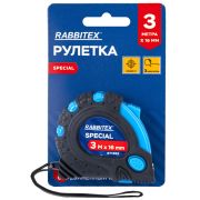 Рулетка измерительная 3 м х 16 мм, обрезиненный корпус, 3 фиксатора, RABBITEX (РАББИТЕКС) Special, 671353