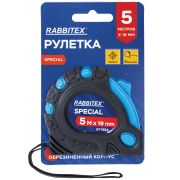 Рулетка измерительная 5 м х 19 мм, обрезиненный корпус, 3 фиксатора, RABBITEX (РАББИТЕКС) Special, 671354