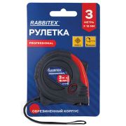 Рулетка измерительная 3 м х 16 мм, обрезиненный корпус, 3 фиксатора, RABBITEX (РАББИТЕКС) Professional, 671356