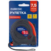 Рулетка измерительная 7,5 м х 25 мм, обрезиненный корпус, 3 фиксатора, RABBITEX (РАББИТЕКС) Professional, 671358