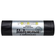 Мешки для мусора с завязками 35 л, в рулоне 15 шт., ПСД 18 мкм, 50x53 см, РОМАШКА НАДЕЖНЫЕ, ВЗ0351511