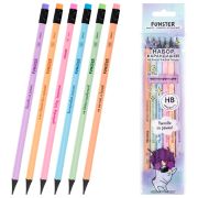 Набор карандашей чернографитных с мотивирующей надписью FUNSTER (ФАНСТЕР) FUNNY NOTES PSTL, 6 штук, HB, с ластиком, 182041