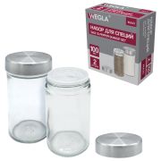 Набор для специй 2х100 мл, MAXI, солонка + перечница, стекло/сталь, круглые, WEGLA (ВЕГЛА), 700230