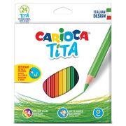 Карандаши цветные CARIOCA «Tita», 24 цвета, пластиковые, шестигранные, заточенные, европодвес, 42794