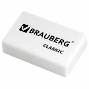 Ластик BRAUBERG «Classic», 26х17х7 мм, белый, прямоугольный, 221033