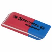 Ластик BRAUBERG «Assistant 80», 41х14х8 мм, красно-синий, прямоугольный, скошенные края, 221034