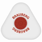 Ластик BRAUBERG «Universal», 45х45х10 мм, белый, треугольный, красный пластиковый держатель, 222473