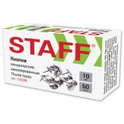 Кнопки канцелярские STAFF «Manager», металлические, никелированные, 10 мм, 50 шт., в картонной коробке, 225286