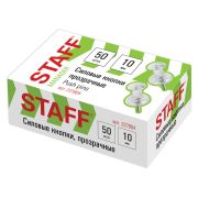 Силовые кнопки-гвоздики прозрачные STAFF «Manager», 50 шт., в картонной коробке, 227804