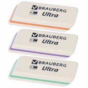 Ластик BRAUBERG «Ultra», 50х14х8 мм, белый, детали ассорти, натуральный каучук, 228704