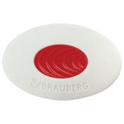 Ластик BRAUBERG «Oval PRO», 40х26х8 мм, овальный, красный пластиковый держатель, 229560