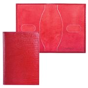 Обложка для паспорта BEFLER «Ящерица», натуральная кожа, тиснение, красная, О.1-3