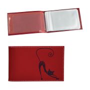 Визитница карманная BEFLER «Изящная кошка» на 40 визиток, натуральная кожа, тиснение, красная, V.37.-1