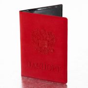 Обложка для паспорта STAFF, мягкий полиуретан, «ГЕРБ», красная, 237612