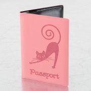 Обложка для паспорта STAFF, мягкий полиуретан, «Кошка», персиковая, 237615