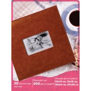 Фотоальбом BRAUBERG «Premium Brown» 20 магнитных листов 30х32 см, под кожу, коричневый, 391185