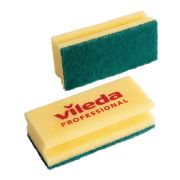 Губки VILEDA «Виледа», комплект 10 шт., для любых поверхностей, желтые, зеленый абразив, 7х15 см, 101397
