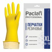 Перчатки хозяйственные латексные, х/б напыление, размер XL (очень большой), желтые, PACLAN «Professional»