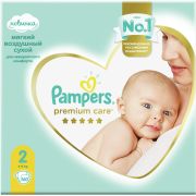 Подгузники, 160 шт., PAMPERS (Памперс) «Premium Care New Baby», размер 2 (4-8 кг), 1210797