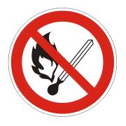 Знак запрещающий «Запрещается пользоваться открытым огнем и курить», круг, диаметр 200 мм, самоклейка, 610002/Р 02