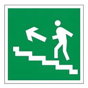 Знак эвакуационный «Направление к эвакуационному выходу по лестнице НАЛЕВО вверх», квадрат, 200х200 мм, самоклейка, 610021/Е 16