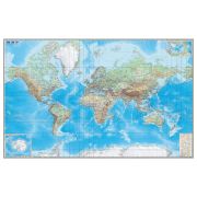 Карта настенная «Мир. Обзорная карта. Физическая с границами», М-1:15 млн., разм. 192х140 см, ламинированная, 293