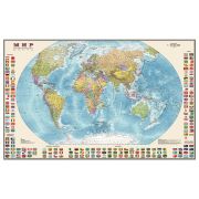 Карта настенная «Мир. Политическая карта с флагами», М-1:30 млн., размер 122х79 см, ламинированная, 638, 377