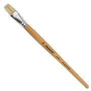Кисть ПИФАГОР, ЩЕТИНА, плоская, № 16, деревянная лакированная ручка, пакет с подвесом, 200877