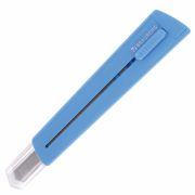 Нож канцелярский 9 мм BRAUBERG «Delta», автофиксатор, цвет корпуса голубой, блистер, 237086