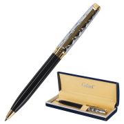 Ручка подарочная шариковая GALANT «Consul», корпус черный с серебристым, золотистые детали, пишущий узел 0,7 мм, синяя, 140963