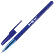 Ручка шариковая ОФИСМАГ «Офисная», СИНЯЯ, корпус синий, узел 1 мм, линия письма 0,5 мм, 141117