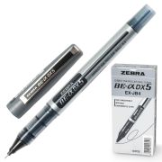 Ручка-роллер ZEBRA «Zeb-Roller DX5», ЧЕРНАЯ, корпус серебристый, узел 0,5 мм, линия письма 0,3 мм, EX-JB2-BK