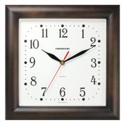 Часы настенные TROYKATIME (TROYKA) 81863835, квадрат, белые, коричневая рамка, 29х29х3,5 см
