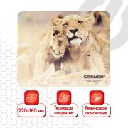 Коврик для мыши SONNEN «LIONS», резина + ткань, 220х180х3 мм, 513310